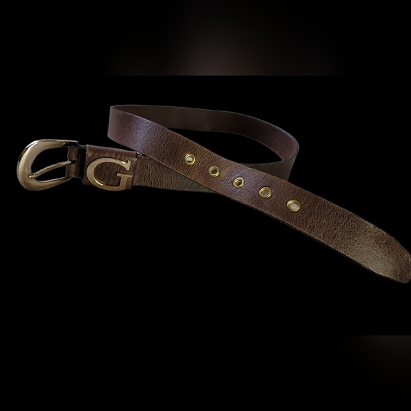 SALE M Genuine Leather Guess Belt Gold Hardware Sz M - Picture 4 of 16